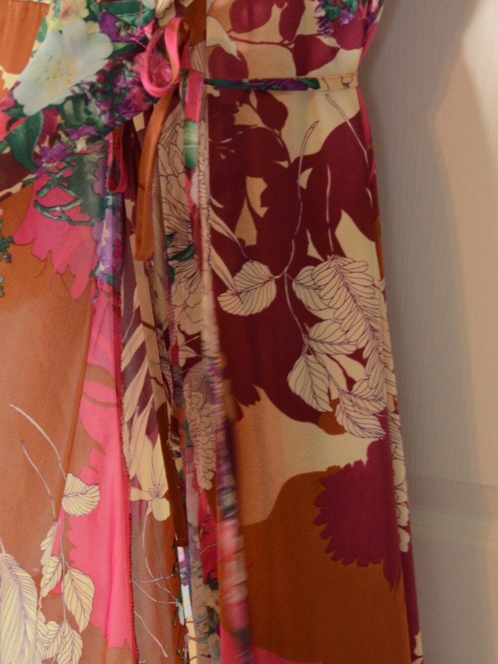 Lulus Floral Wrap Maxi Dress Boho Cottagecore Long Sleeve Wedding Guest Size L - Picture 4 of 8